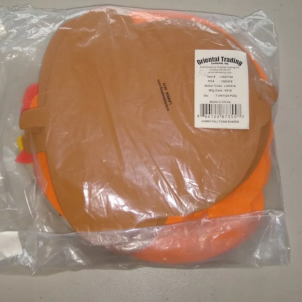 Jumbo Foam Fall Shape Apples, Pumpkins, Acorns, Leaves x 25 New